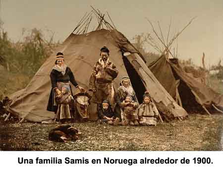 Una familia Samis en Noruega alrededor de 1900.